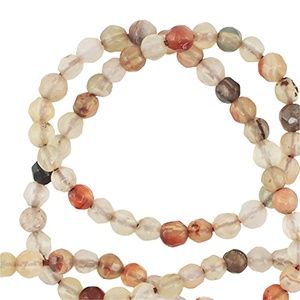 Natuursteen kralen agaat 3mm facet geslepen Sand brown, 10 stuks