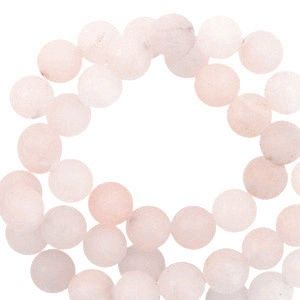 Natuursteen kralen kwarts 4mm mat White peach, 15 stuks
