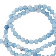 Natuursteen kralen 3mm facet geslepen Sky blue, 14 stuks