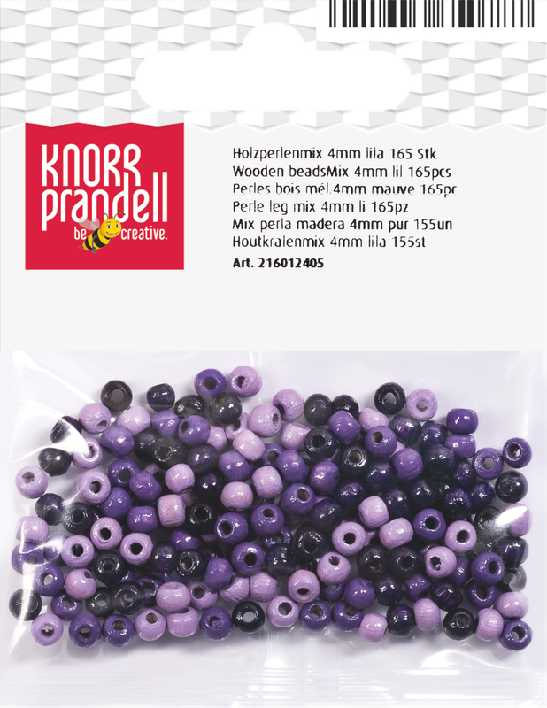 KNORR prandell 216012405 Houten kralen mix | rond, Ø 4 mm, paars, 165 stuk
