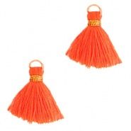 Kwastje Ibiza style 1.5cm Gold-Neon Orange
