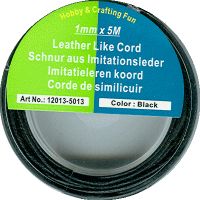 Imitatie leren koord zwart 1mm, 5 meter