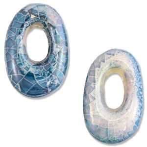 DQ Grieks keramiek kraal ovaal mosaic Brisk blue-off white-lila