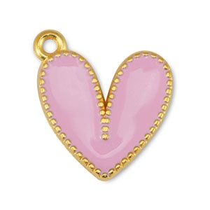 Bedel DQ metaal hart Light Pink-Goud (nikkelvrij)