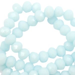 Top Facet kralen 3x2mm disc Bleached aqua blue-high shine coating, 30 stuks