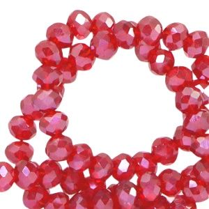 Top Facet kralen 3x2mm disc Raisin torte red-pearl shine coating, 30 stuks