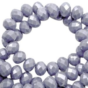 Top Facet kralen 4x3 mm disc Cloudy grey-pearl shine coating, 25 stuks