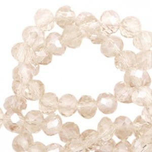 Top Facet kralen 4x3 mm disc Light champagne-pearl shine coating, 25 stuks