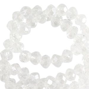 Top Facet kralen 4x3mm disc Crystal-pearl shine coating, 25 stuks
