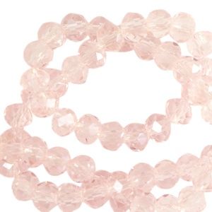 Top Facet kralen 4x3mm disc Primrose pink-pearl shine coating, 25 stuks