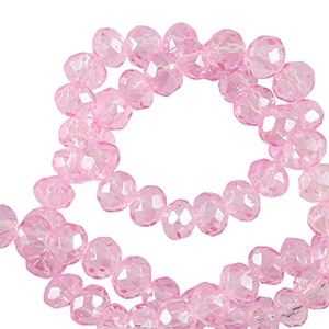 Top Facet kralen 6x4mm disc Azalea pink, 20 stuks
