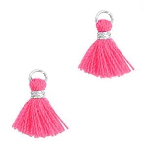 Kwastje 1.2cm Silver-fuchsia neon pink