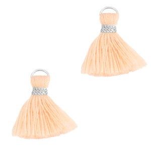 Kwastje Ibiza style 1.5cm Zilver-Seashell Pink