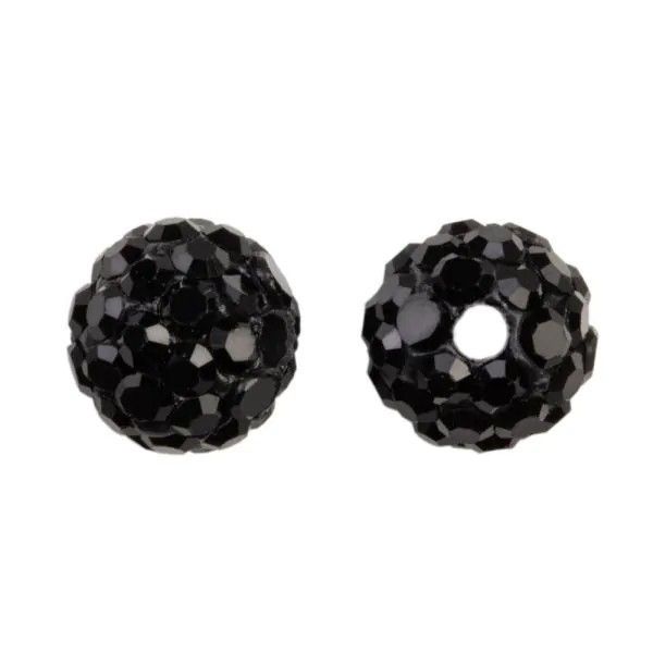 Shamballa kralen (4 mm) Black, per 2 stuks