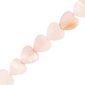 Schelp kralen hartje Soft pink 8mm, 5 stuks