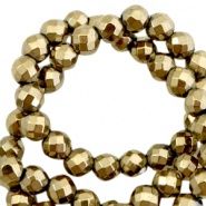 Hematite kralen rond 6mm facet geslepen Antique gold, 10 stuks