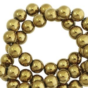 Hematite kralen rond 6mm Gold, 10 stuks