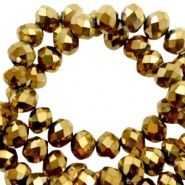 Top Facet kralen disc 3 x 2 mm Gold metallic, 30 stuks