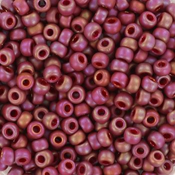 Miyuki Rocailles 8/0 4696 Opaque Glazed Frosted Rainbow Dark Red