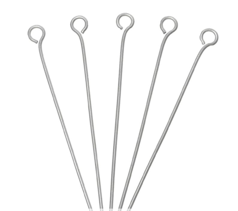 Roestvrij stalen (RVS) Stainless steel onderdelen kettelstift 50mm Zilver, 5 stuks