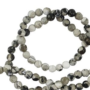 Natuursteen kralen agaat 3mm facet geslepen Gray-beige-black, 14 stuks