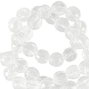 Natuursteen kralen 6mm facet geslepen Transparent, 3 stuks