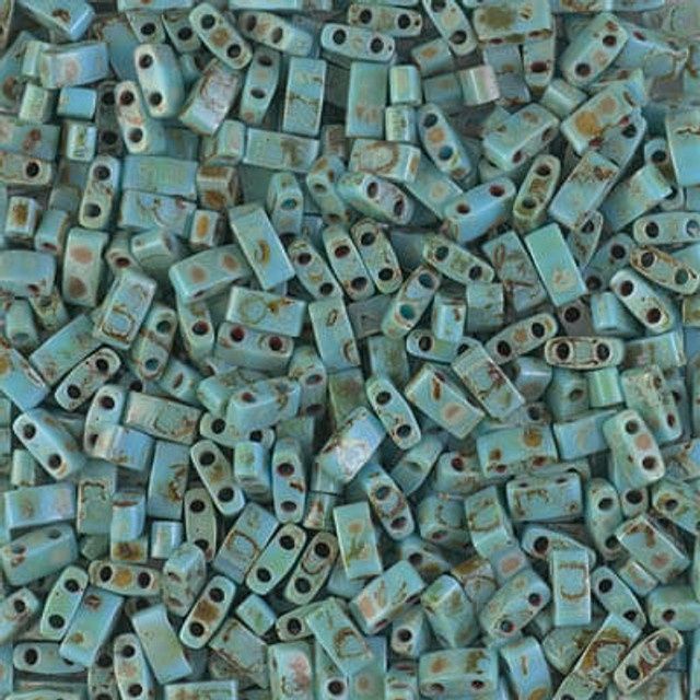 Miyuki Half-Tila 5x2,3mm - 4514 Opaque Picasso Turquoise Blue, 15 stuks
