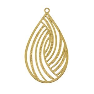 Roestvrij stalen (RVS) Stainless steel bedel bohemian druppel Gold 33x19mm