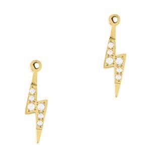 Roestvrij stalen (RVS) Stainless steel bedel bliksem Gold 14x4mm