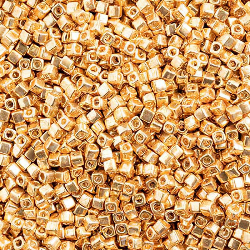 Miyuki Cube 1,8mm - 1053 Galvanized Yellow Gold 2½ gram