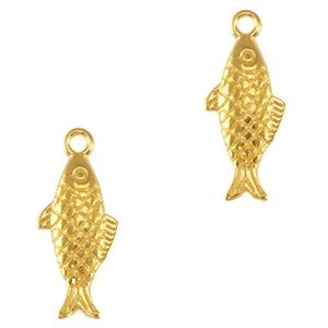 Kraal DQ metaal vis Goud 20x9mm (nikkelvrij)