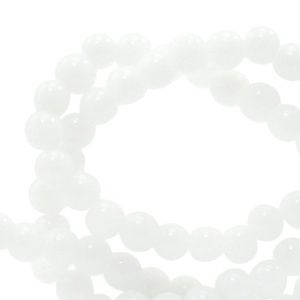 4 mm natuursteen kralen Jade White, 14 stuks