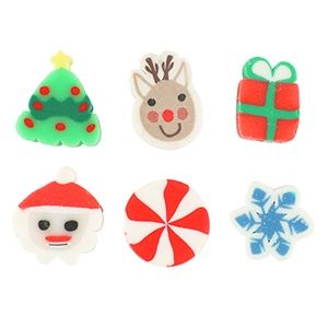 Polymeer kralen kerst assorti, 13 stuks