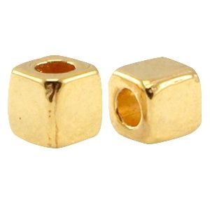 DQ metaal tube vierkant Goud (nikkelvrij), per 3 stuks