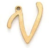 RVS Stainless Steel bedel Gold letter V