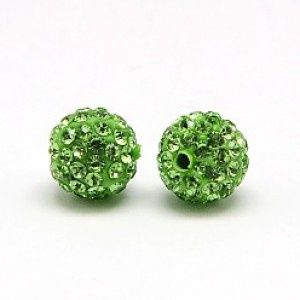 Shamballa kralen (6 mm) Periodot, 2 stuks