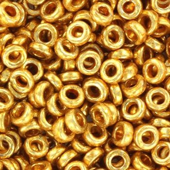 miyuki spacer 3x1.3mm - duracoat galvanised gold 4202