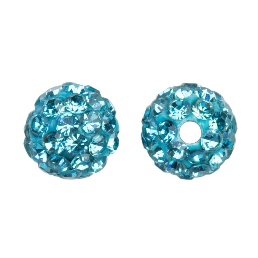 Shamballa kralen (4 mm) Aquamarine, 2 stuks