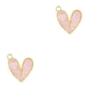 Resin hanger hart Gold-light pink