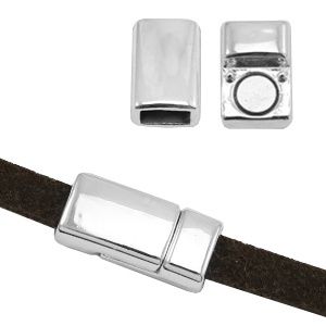 Magneet slot basic quality metaal Ø5.8x2.9mm Antiek zilver (totale afmeting sluiting 17x8mm)