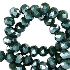 Top Facet kralen 3x2mm disc Forest green-pearl shine coating, 30 stuks