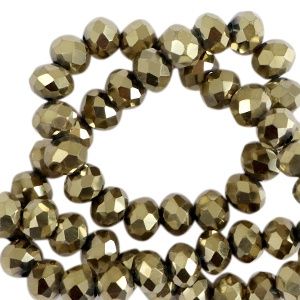 Top Facet kralen 6x4 mm disc Antique gold metallic-pearl shine coating, 20 stuks