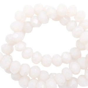 Top Facet kralen 6x5 mm disc Soft white-pearl shine coating, 20 stuks