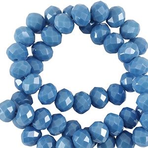 Top Facet kralen 6x4mm disc Seaport blue-pearl shine coating, 20 stuks