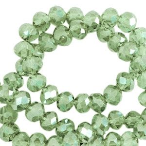 Top Facet kralen 3x2mm disc Citrus green-pearl shine coating, 30 stuks