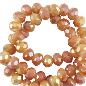 Top Facet kralen 3x2mm disc Shiny orange-pearl shine coating, 30 stuks