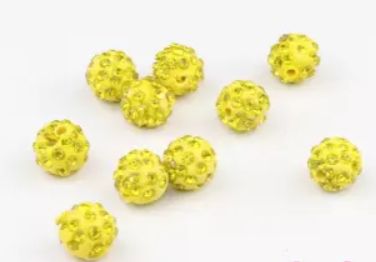 Shamballa kralen (6 mm) Geel, 2 stuks