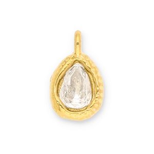 Roestvrij stalen (RVS) Stainless steel bedel druppel met facet Gold-transparent