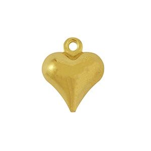 Roestvrij stalen (RVS) Stainless steel bedel hart Gold 10mm