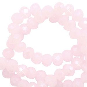 Top Facet kralen 3x2mm disc Blush pink-pearl shine coating, 30 stuks
